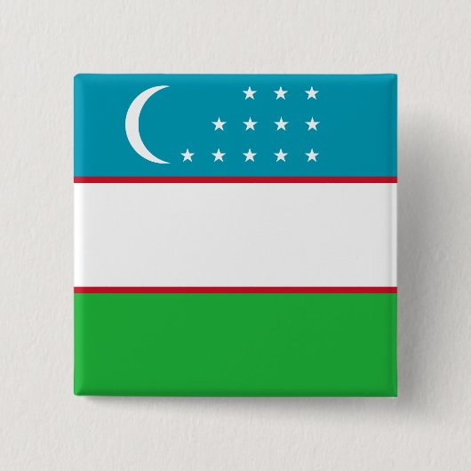 Oezbeekse vlag vierkante button 5,1 cm (Voorkant)