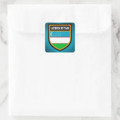 Oezbeekse vlag vierkante sticker (Tas)
