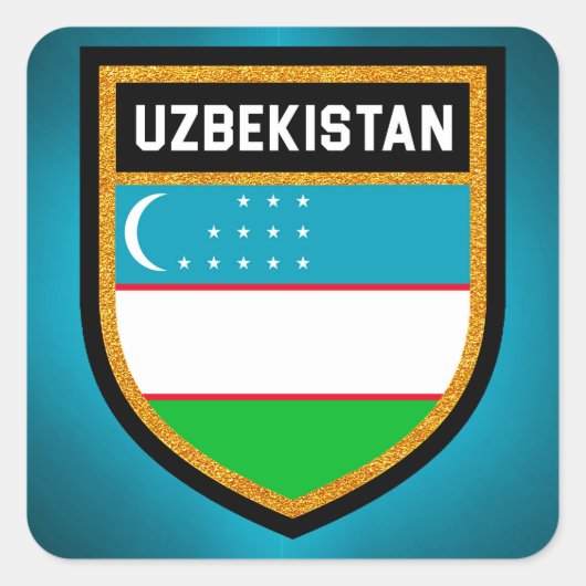 Oezbeekse vlag vierkante sticker (Voorkant)