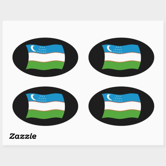 Oezbeekse vlaggen ovale sticker (Vel)