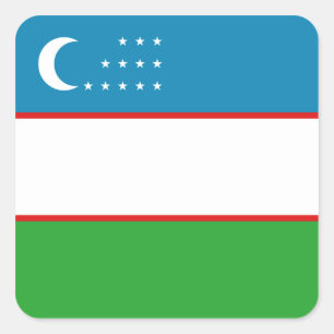 Oezbeekse vlaggen vierkante sticker