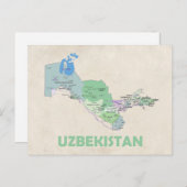 Oezbekistan briefkaart kaart land (Voorkant / Achterkant)