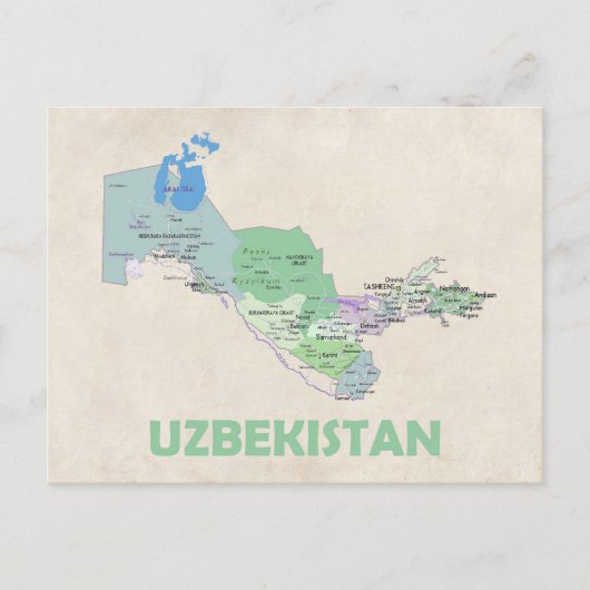 Oezbekistan briefkaart kaart land (Voorkant)