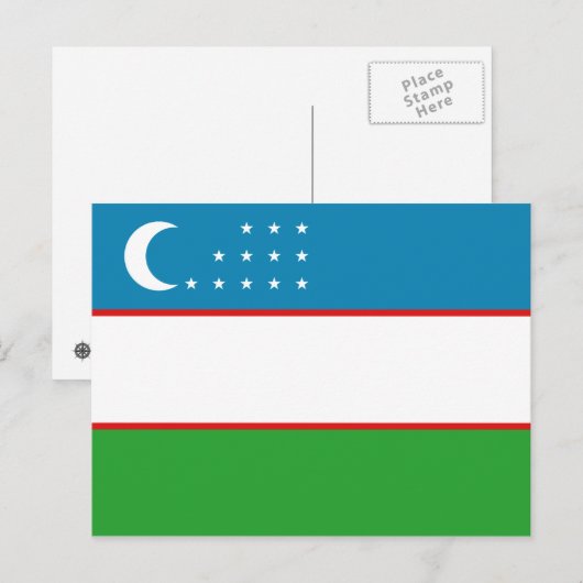 Oezbekistan Briefkaart van de vlag (Voorkant / Achterkant)