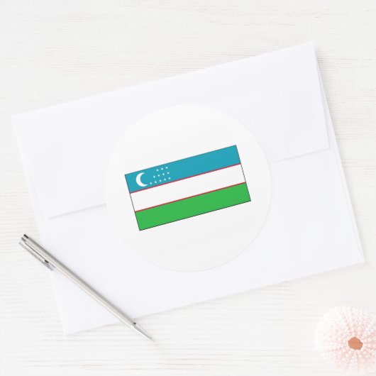 Oezbekistan FLAG International Ronde Sticker (Envelop)