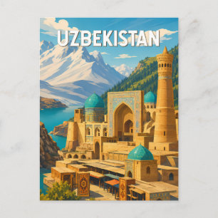 Oezbekistan Illustratie Reis Kunst Vintage Briefkaart