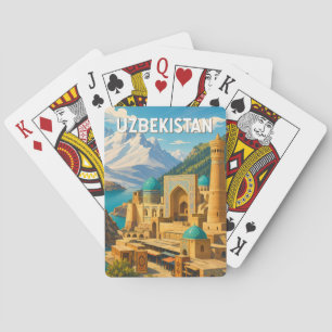 Oezbekistan Illustratie Reis Kunst Vintage Pokerkaarten
