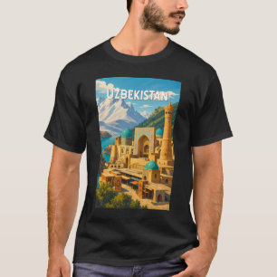 Oezbekistan Illustratie Reis Kunst Vintage T-shirt