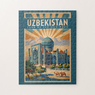 Oezbekistan Kameel Illustratie Reis Kunst Vintage Legpuzzel