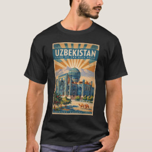 Oezbekistan Kameel Illustratie Reis Kunst Vintage T-shirt