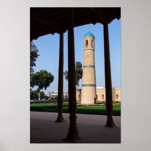 Oezbekistan, Kokand - De Jami-moskee-minaret Poster