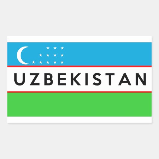 oezbekistan - land - vlag naam rechthoekige sticker (Voorkant)