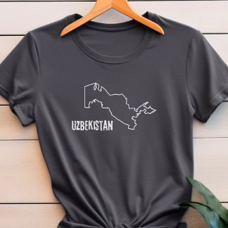 Oezbekistan Landkaart Lijn Vorm Oezbeekse grens T-shirt