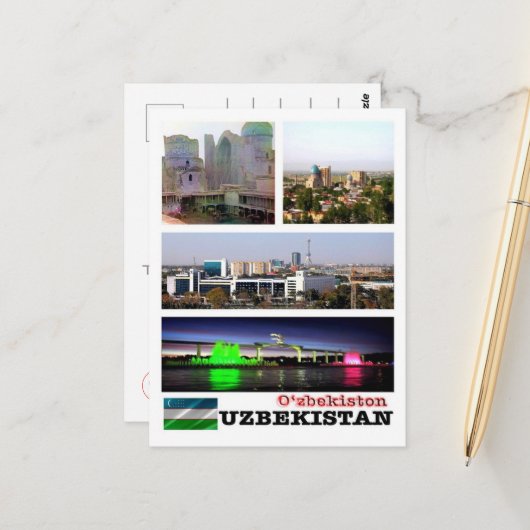 Oezbekistan - Mozaïek - Briefkaart (Voorkant / Achterkant in situ)