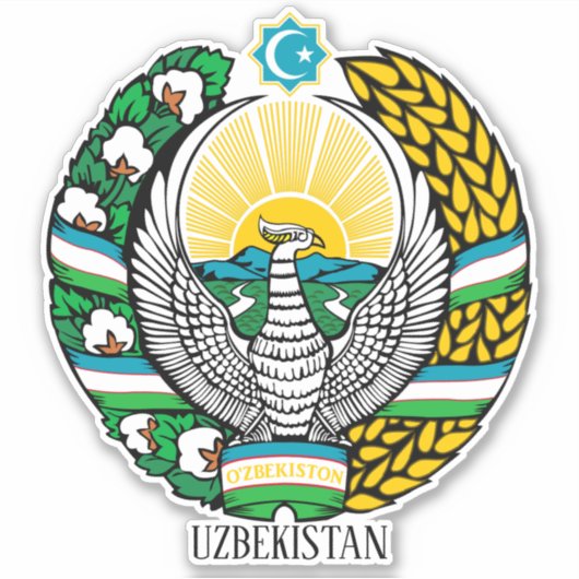 Oezbekistan Nationaal embleem Patriottisch Sticker (Voorkant)