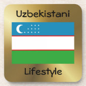 Oezbekistan - Onderzetter met vlag en tekst (Voorkant)
