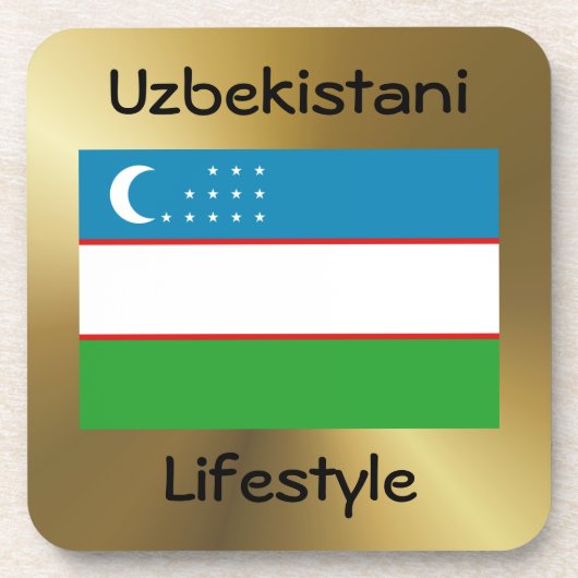 Oezbekistan - Onderzetter met vlag en tekst (Voorkant)