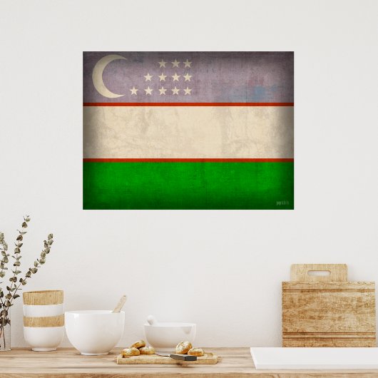 Oezbekistan - Poster met vlag (Keuken)