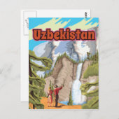Oezbekistan - poster voor het reizen van tenten briefkaart (Voorkant / Achterkant)