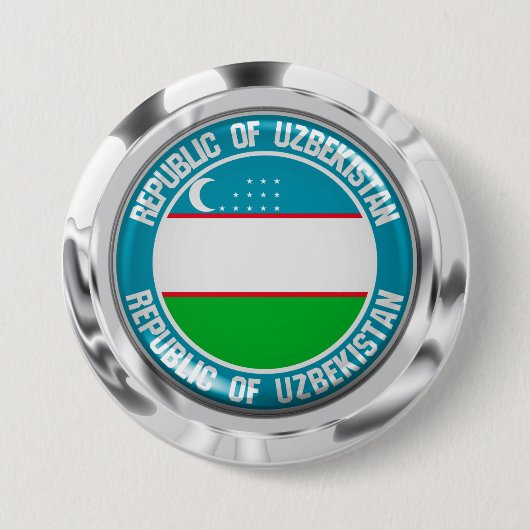 Oezbekistan - Ronde Embleem Button 7,6 Cm (Voorkant)