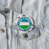 Oezbekistan - Ronde Embleem Button 7,6 Cm (In situ)