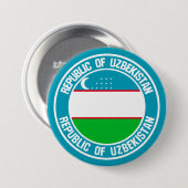 Oezbekistan - Ronde Embleem Button 7,6 Cm (Voorkant /achterkant)