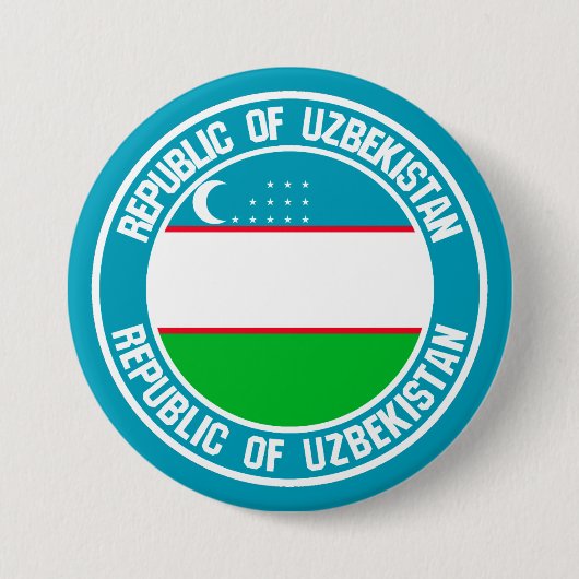 Oezbekistan - Ronde Embleem Button 7,6 Cm (Voorkant)