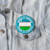 Oezbekistan - Ronde Embleem Button 7,6 Cm (In situ)