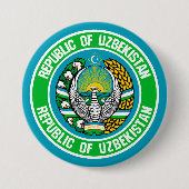 Oezbekistan - Ronde Embleem Button 7,6 Cm (Voorkant)