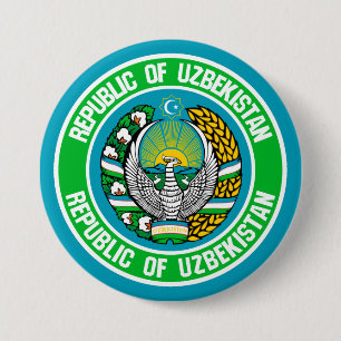Oezbekistan - Ronde Embleem Button 7,6 Cm
