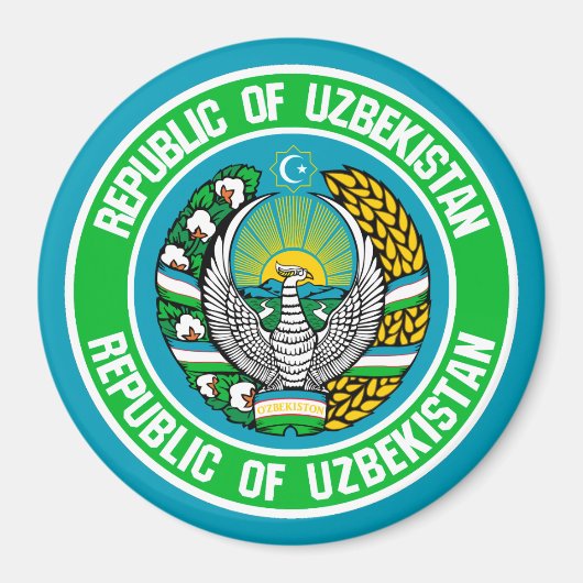 Oezbekistan - Ronde Embleem Magneet (Voorkant)