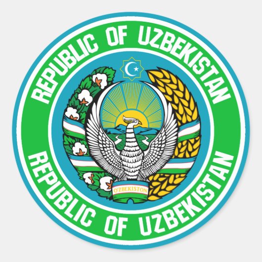 Oezbekistan - Ronde Embleem Ronde Sticker (Voorkant)