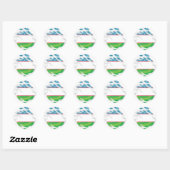 Oezbekistan scheurt vlag klassieke ronde Sticker (Vel)