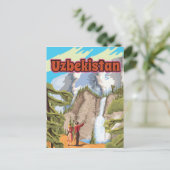 Oezbekistan vintage reisposter briefkaart (Staand voorkant)