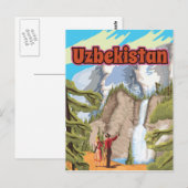 Oezbekistan vintage reisposter briefkaart (Voorkant / Achterkant)