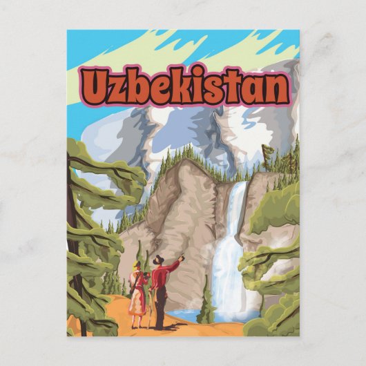 Oezbekistan vintage reisposter briefkaart (Voorkant)