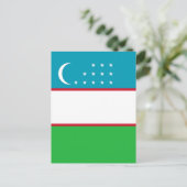 Oezbekistan vlag briefkaart (Staand voorkant)