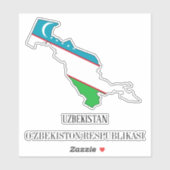 Oezbekistan Vlag Charmante Patriottische Kaart Sticker (Vel)