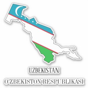Oezbekistan Vlag Charmante Patriottische Kaart Sticker