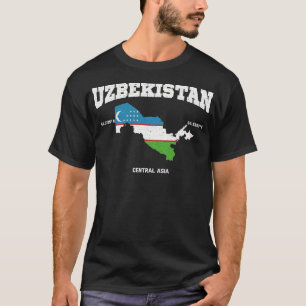 Oezbekistan vlag en kaart Oezbekistan coördineert T-shirt