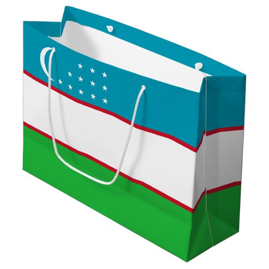 Oezbekistan vlag groot cadeauzakje (Voorkant Gekanteld)