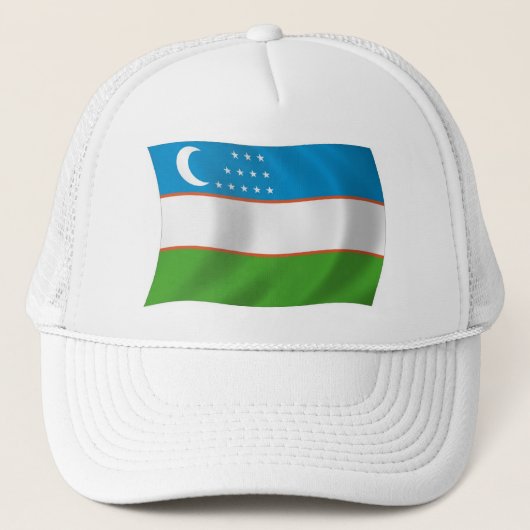 Oezbekistan Vlag Hoed Trucker Pet (Voorkant)