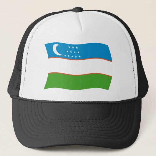 Oezbekistan Vlag Hoed Trucker Pet (Voorkant)