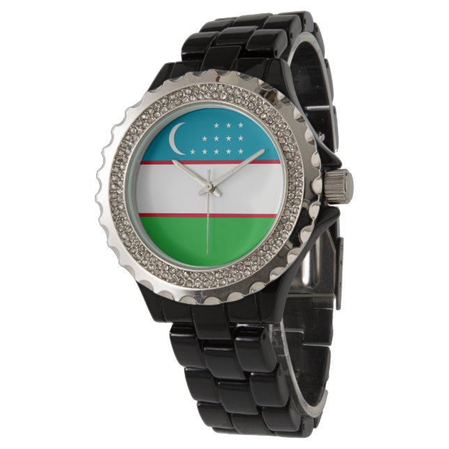 Oezbekistan vlag horloge (Gekanteld)