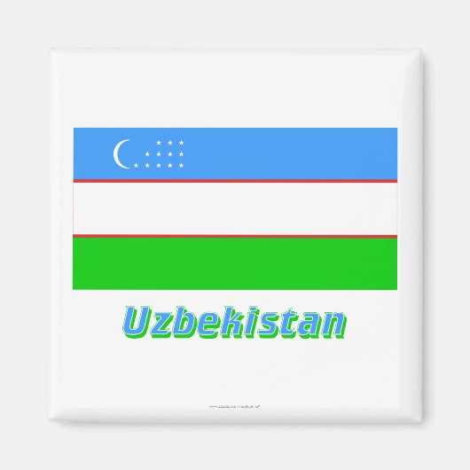Oezbekistan Vlag met Naam Magneet (Voorkant)