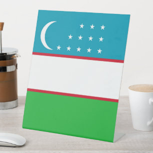 Oezbekistan vlag reclamebord met voetstuk