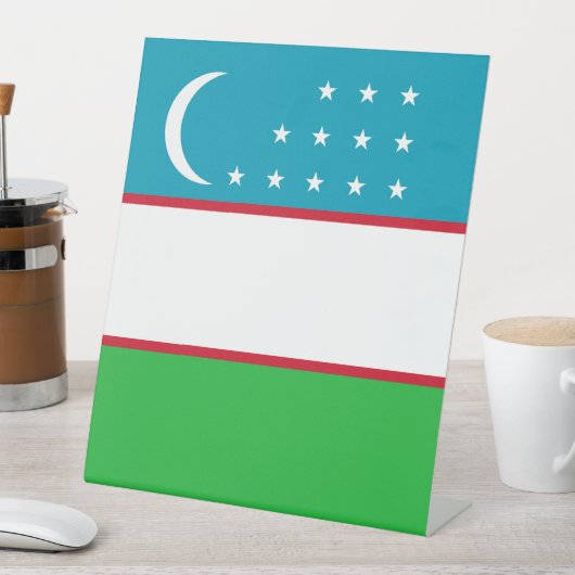 Oezbekistan vlag reclamebord met voetstuk (Insitu)