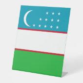 Oezbekistan vlag reclamebord met voetstuk (Voorkant)