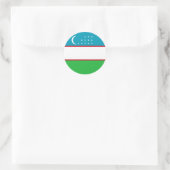 Oezbekistan vlag ronde sticker (Tas)