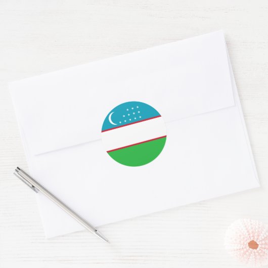 Oezbekistan vlag ronde sticker (Envelop)